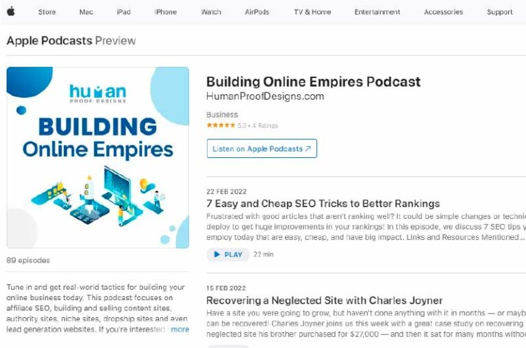 Podcast Building Online Empires Podcast Mise en avant