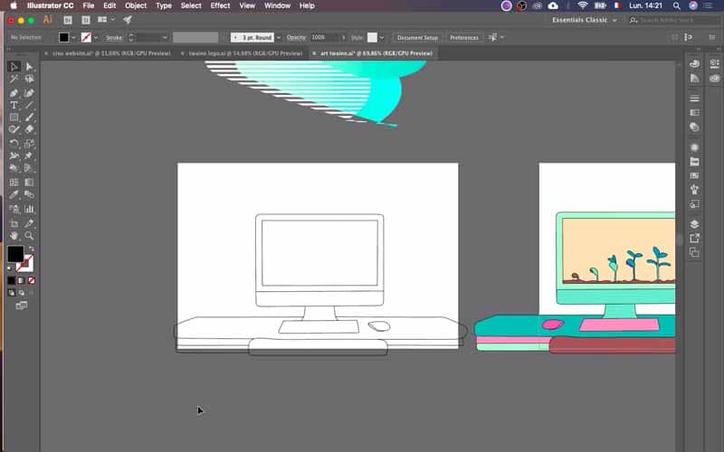 Illustration ordinateur avant couleurs