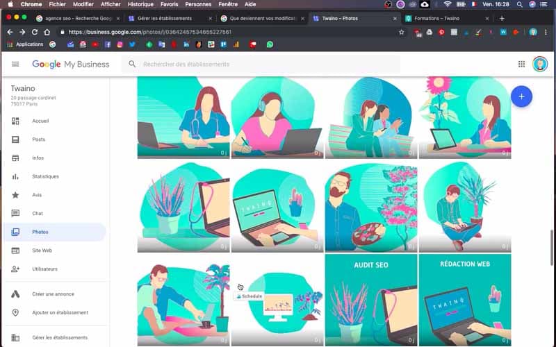 Images integrées dans GMB pour mon agence SEO