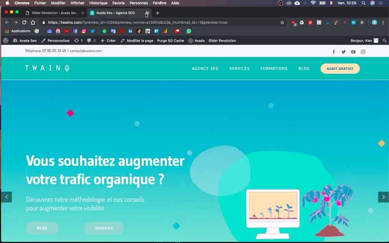 Appercu du slider sur la page