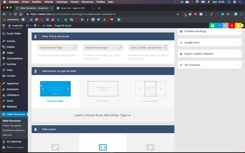 Sélectionner type de slider
