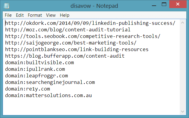 disavow notepad